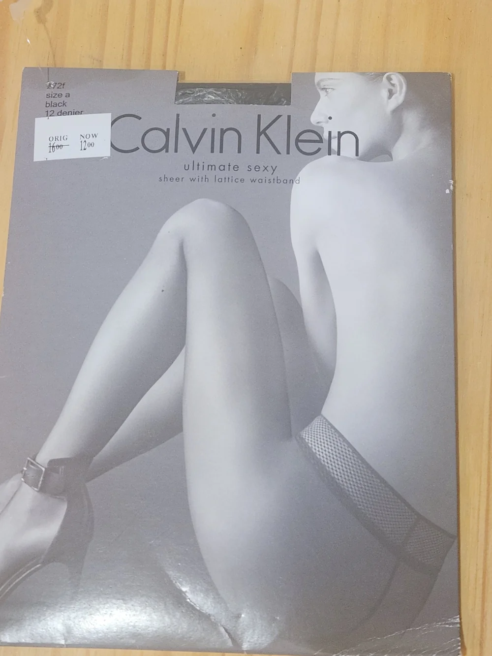 Calvin Klein Black Sheer Hosiery with Lattice Waistband